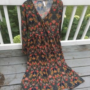 Floral Lace Up Long Dress